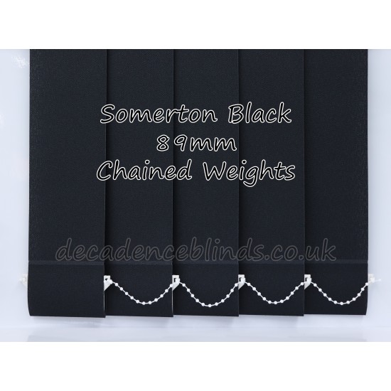 Somerton Plain Black Replacement Vertical Blind Slat 89mm Wide